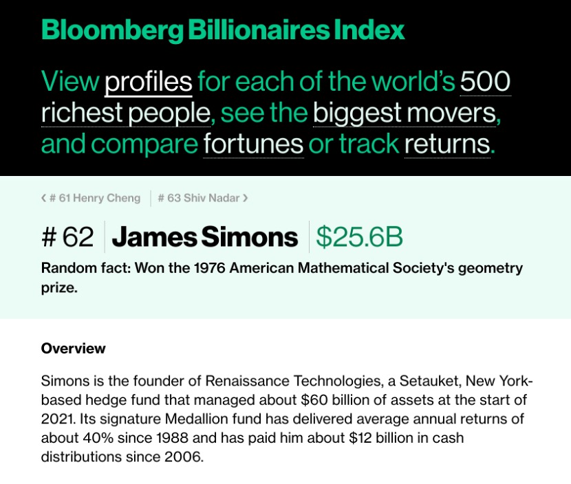the latest Bloomberg Billionaires Index