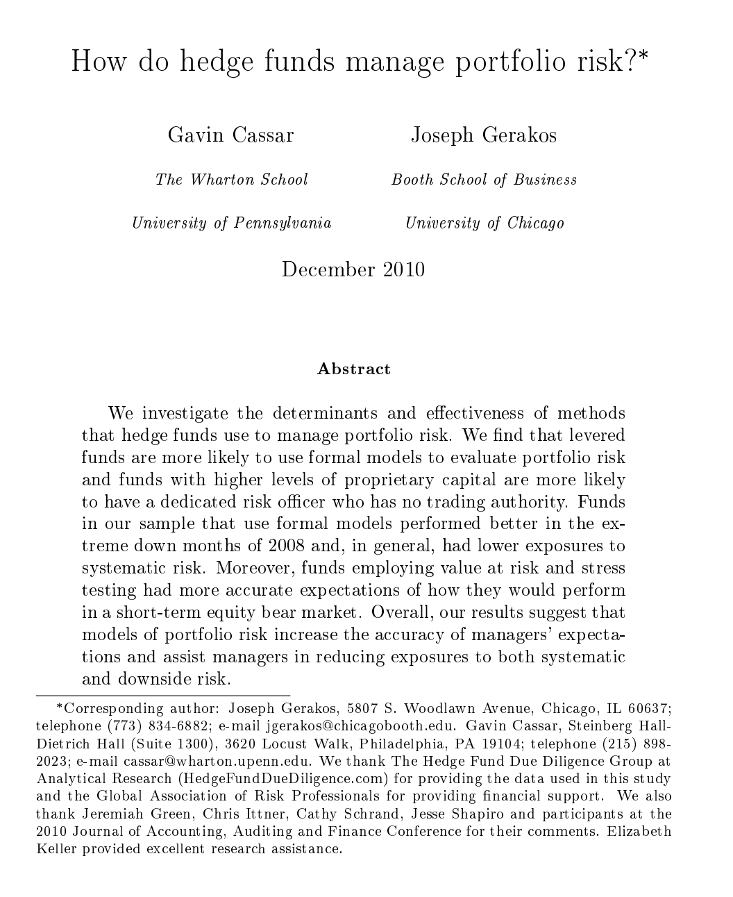 Revealing the Risk Management Process of Hedge Funds