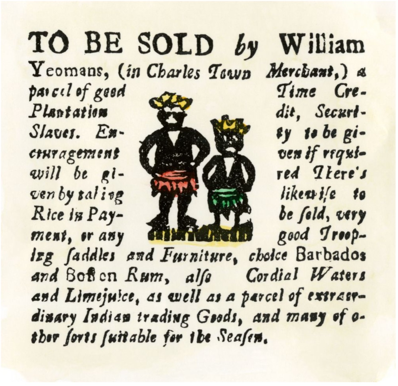 奴隶售卖和货物贸易广告