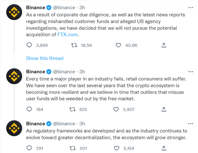 Binance放弃收购FTX