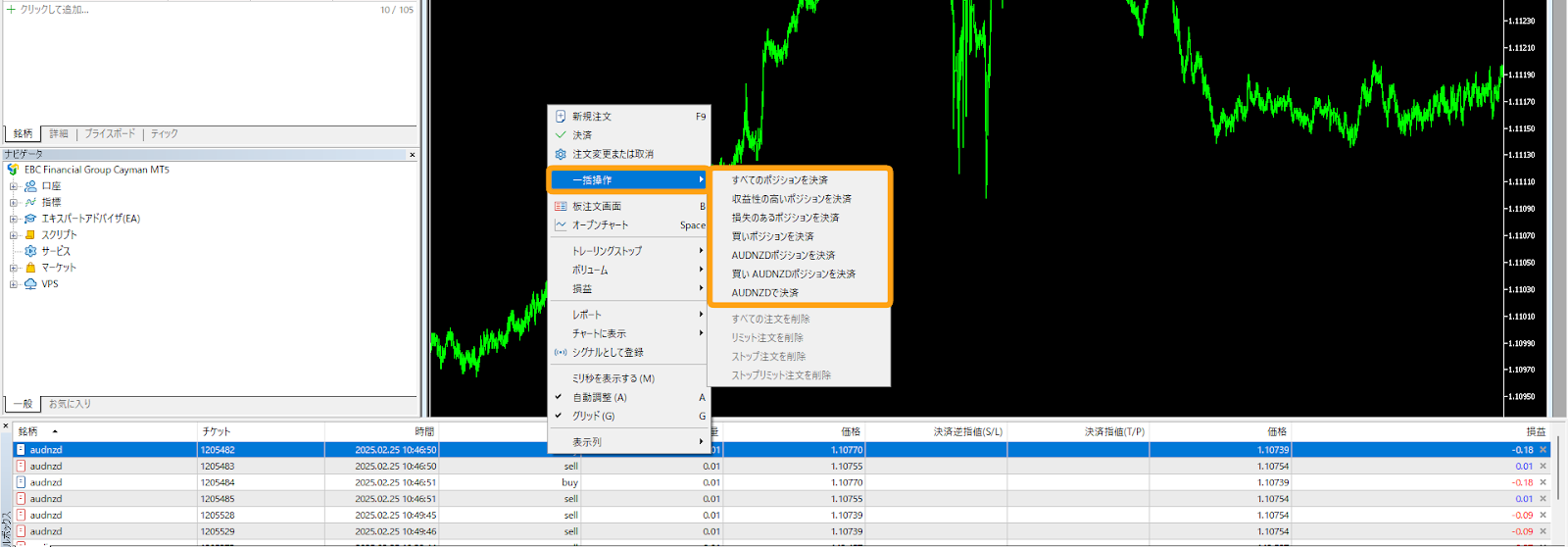 PC版MT5で一括決済する方法