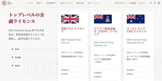 EBCが保有している3つのライセンスと確認方法