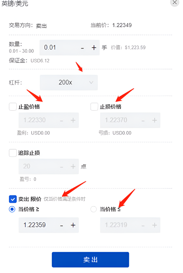 炒英磅卖出操作