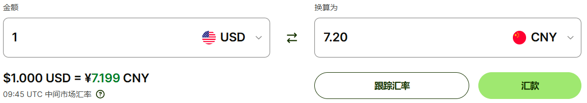 美元兑人民币汇率
