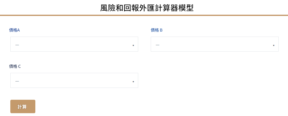 風險和回報外匯計算器模型範例