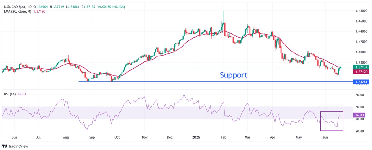 USD to CAD Daily Chart