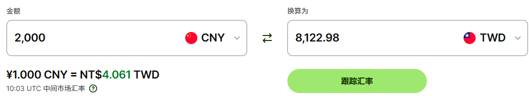 人民币兑台币汇率（仅参考）