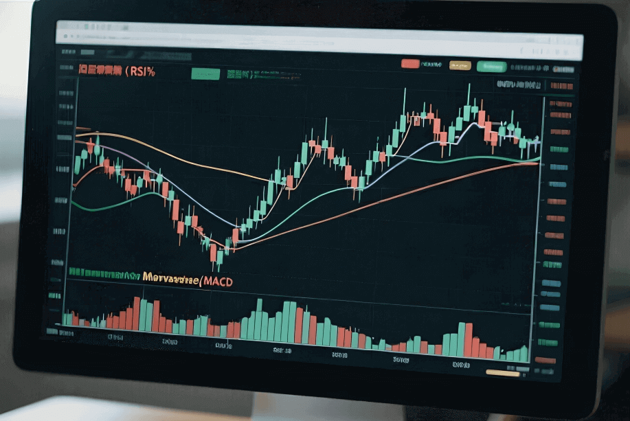Gráfico de forex con indicadores RSI y MACD aplicados