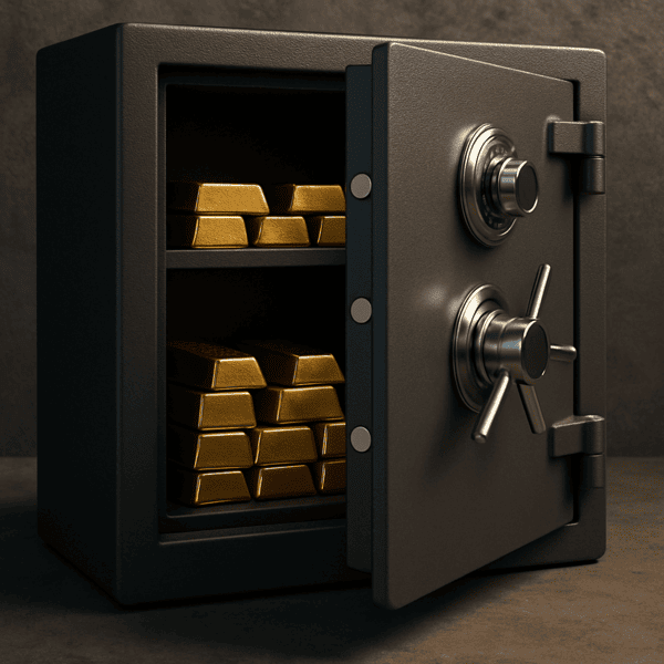 Caja fuerte utilizada para almacenar oro físico de manera segura 