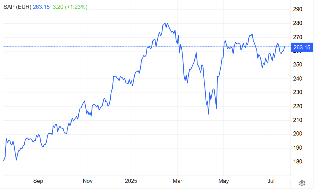 SAP Stock Price over the Year