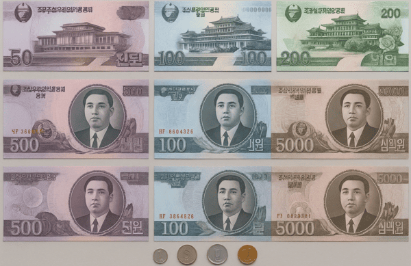Monedas y billetes del won norcoreano