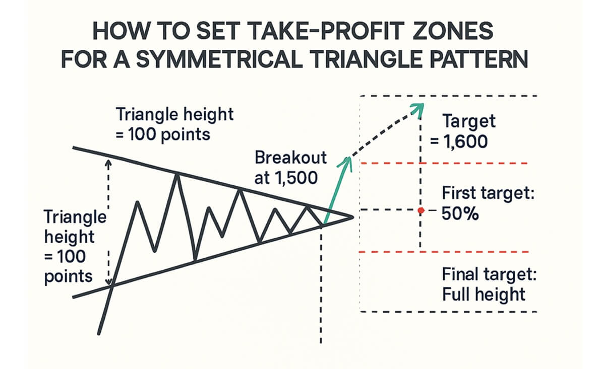 How to Set Take-Profit Zones for a Symmetrical Triangle Pattern