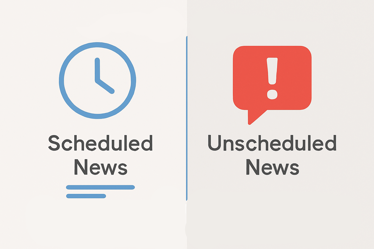 예정된 뉴스 vs. 예정되지 않은 뉴스 Scheduled vs Unscheduled News