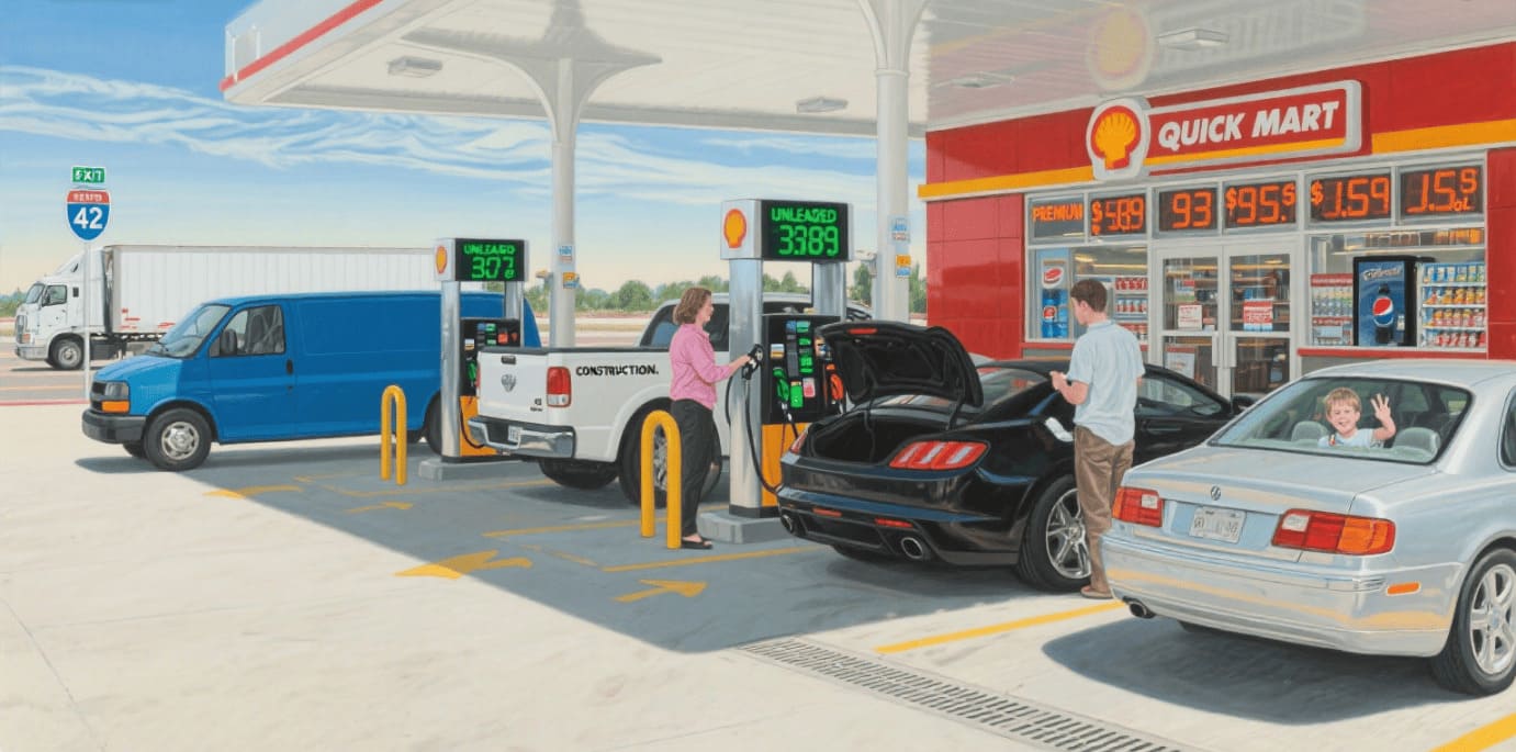 Gasolina como derivado del petróleo más común en el transporte