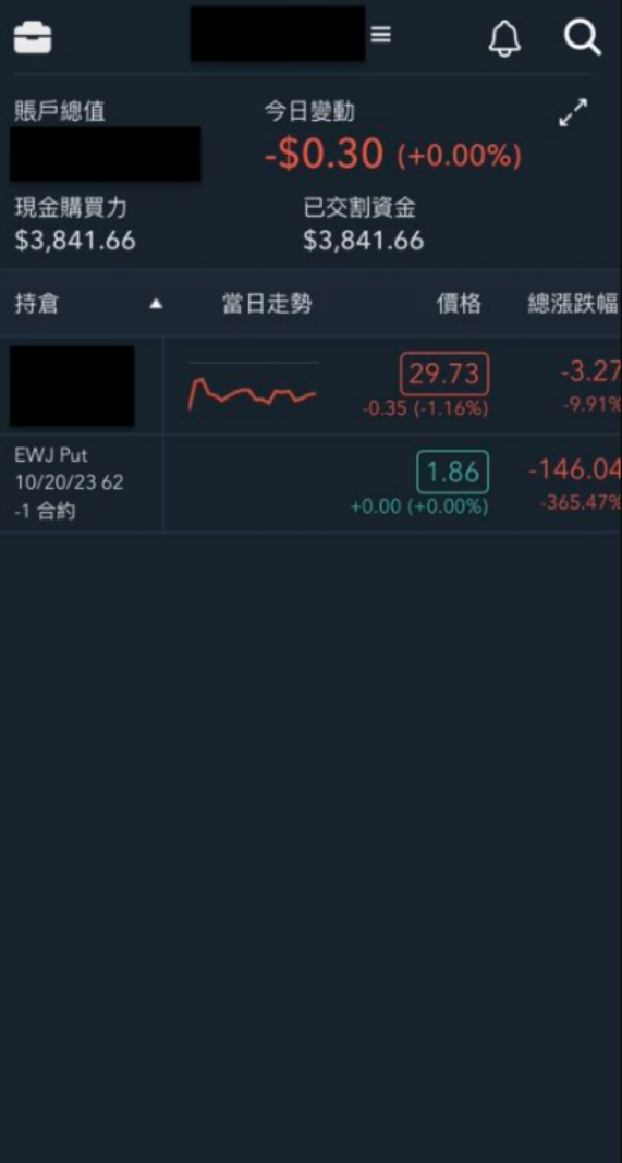 某券商持倉頁面（僅參考）