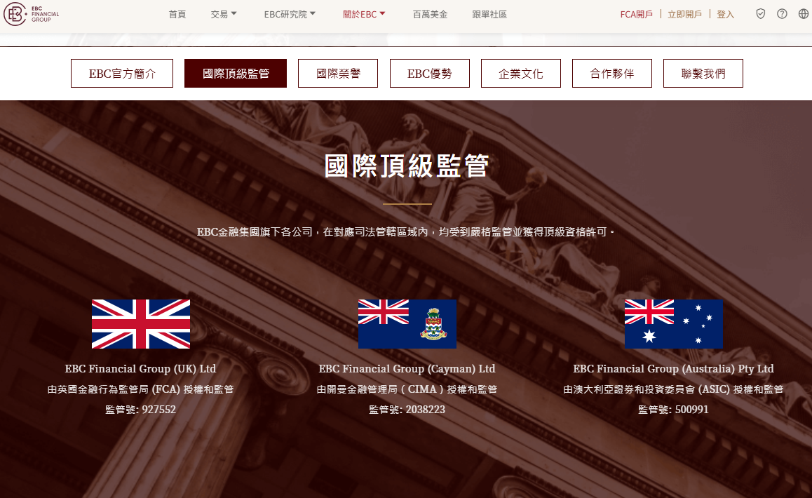 EBC券商國際頂尖監管