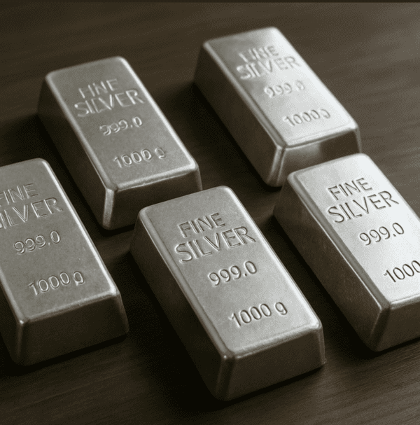 Lingotes de plata, metal con uso industrial enorme