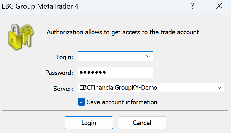 MetaTrader 4 Login Page