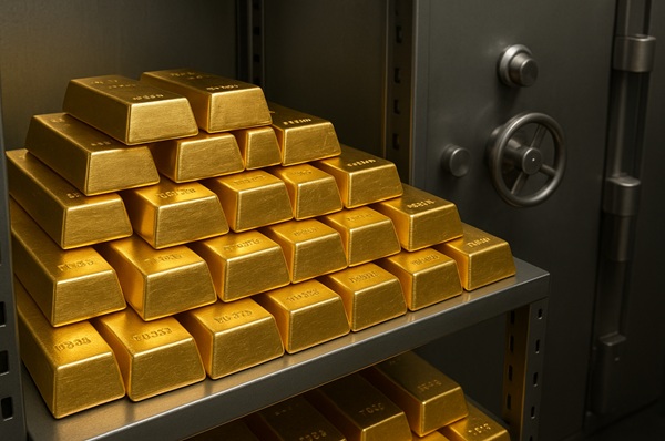 Lingotes de oro en bóveda, respaldo del ETF GLD