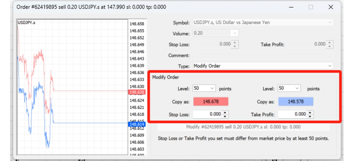 The Modify Order Section