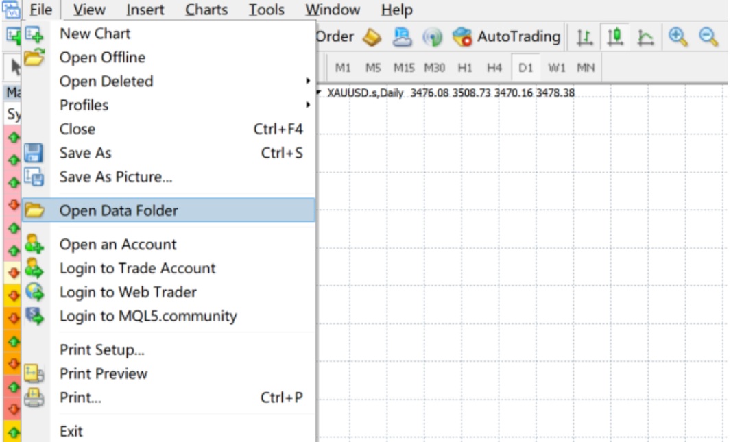 The Open Data Folder Option
