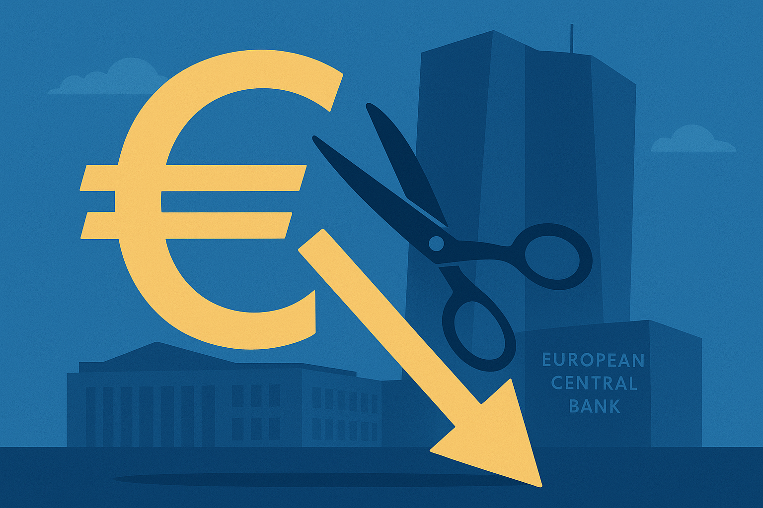 An image depicting ECB Cutting Rates with scissors