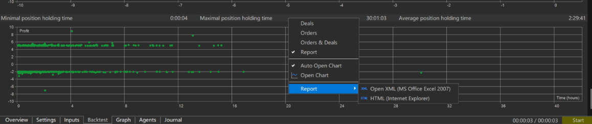 Click Report to Open XML or HTML