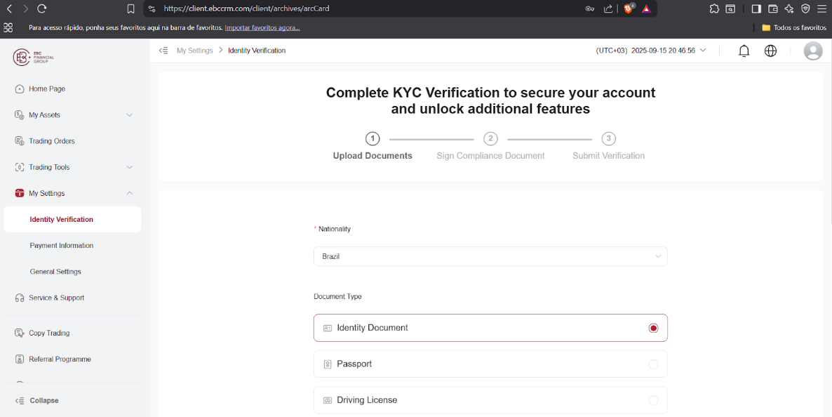 EBC Account KYC Verification