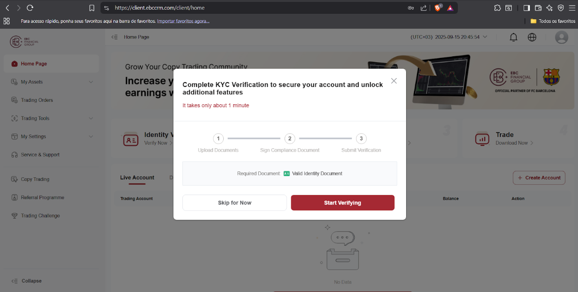 EBC Account KYC Verification