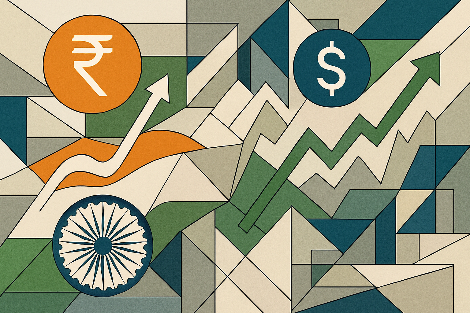 Abstract Illustration of Forex Trading in India with currency logos