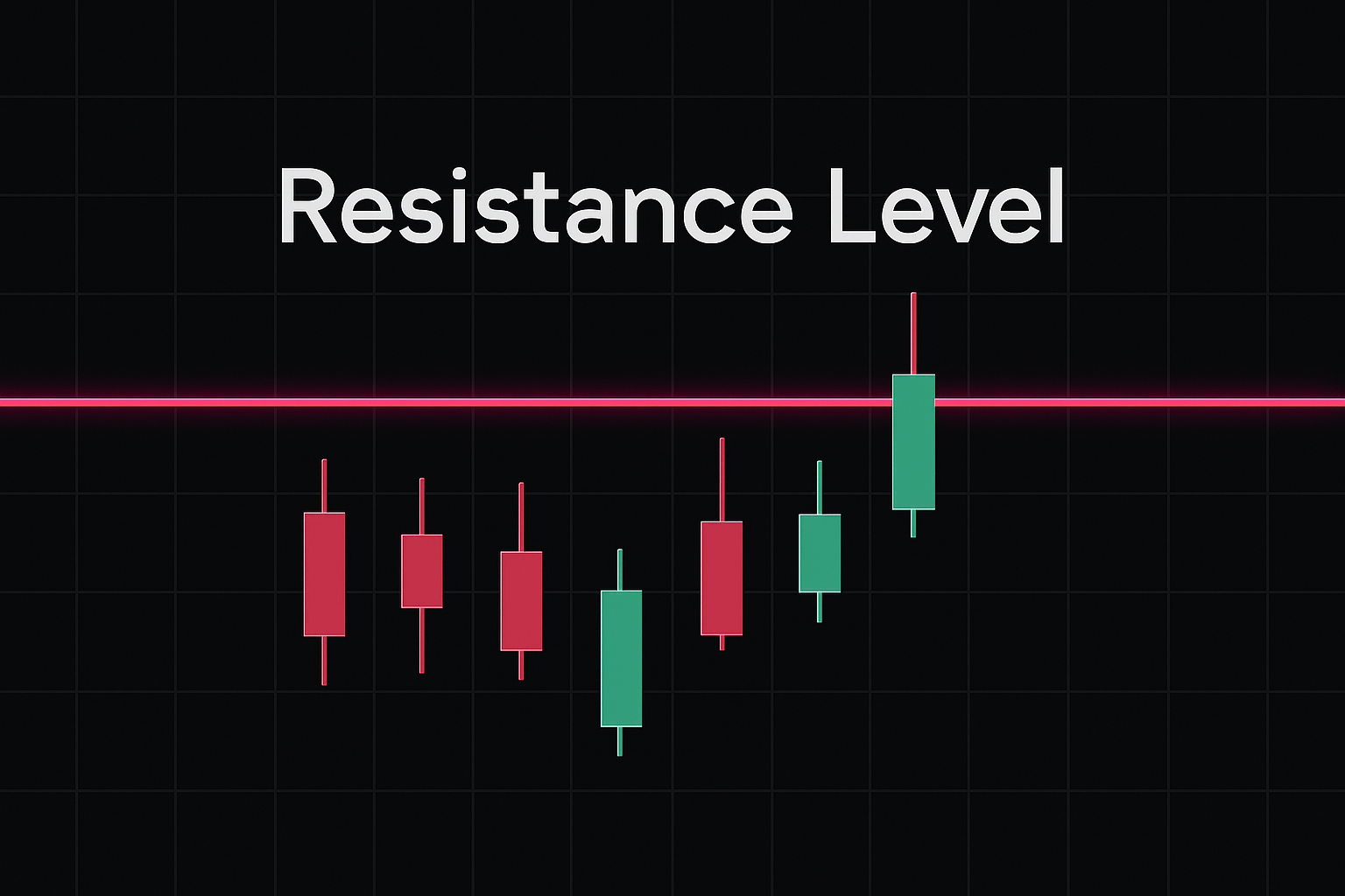A chart showing the candlesticks breaking the resistance level