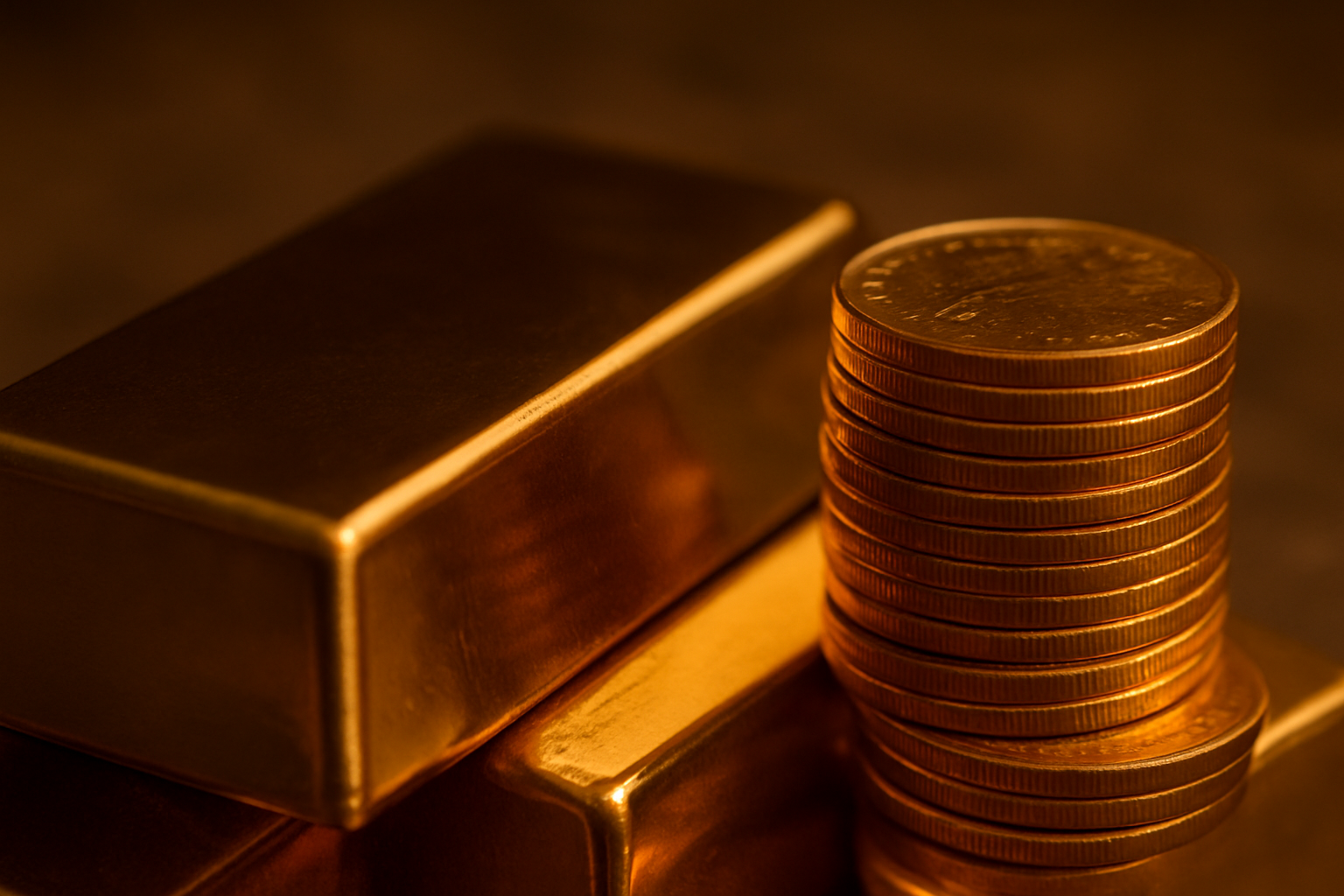 Gold Bars And Coins Symbolizing Global Market Capitalization and Wealth in 2025