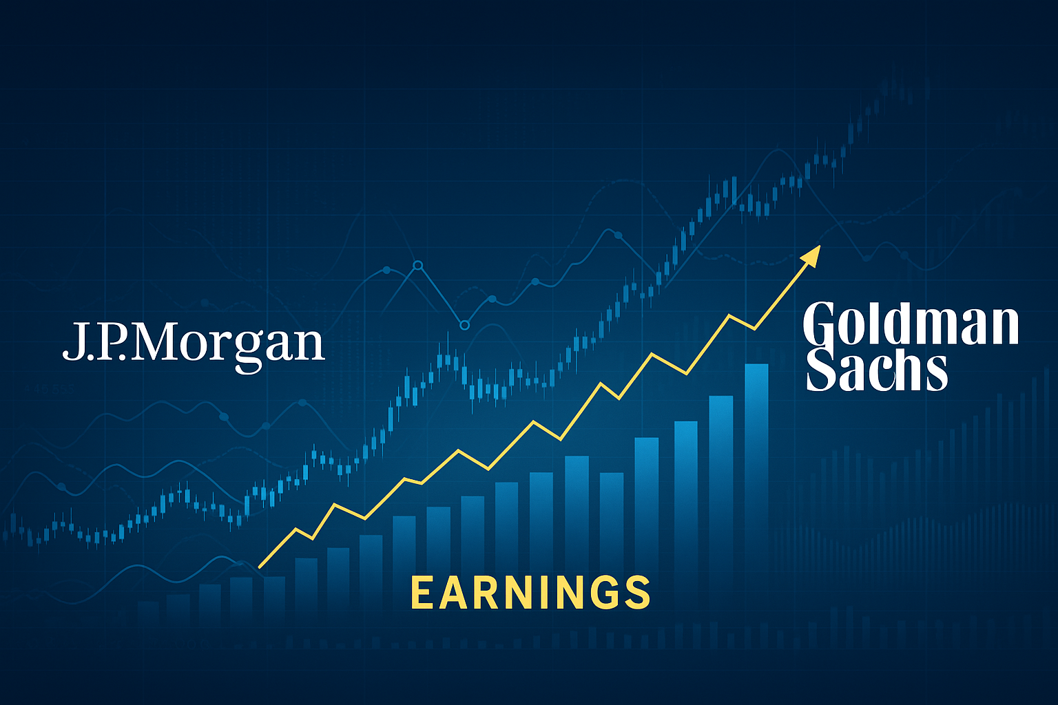Illustration of a chart showing possible earnings of major banks