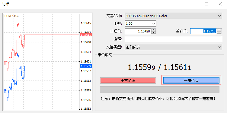 做多下单窗口