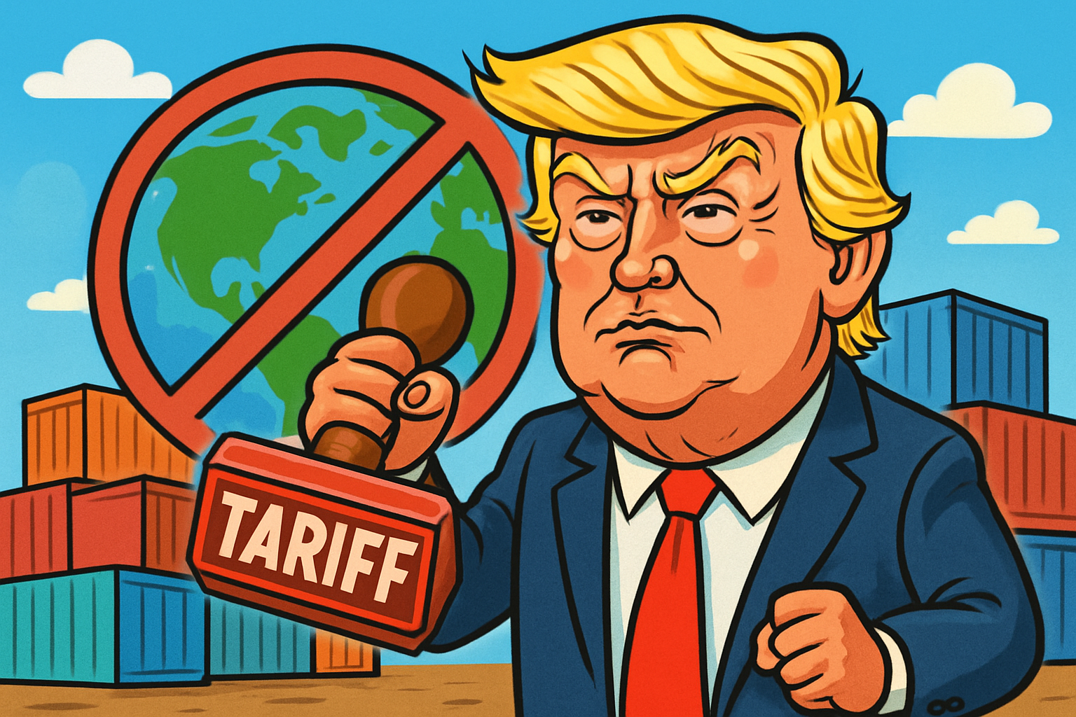 Illustration of Trump Imposing Tariffs