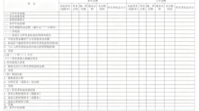 財務報表之所有者權益變動表
