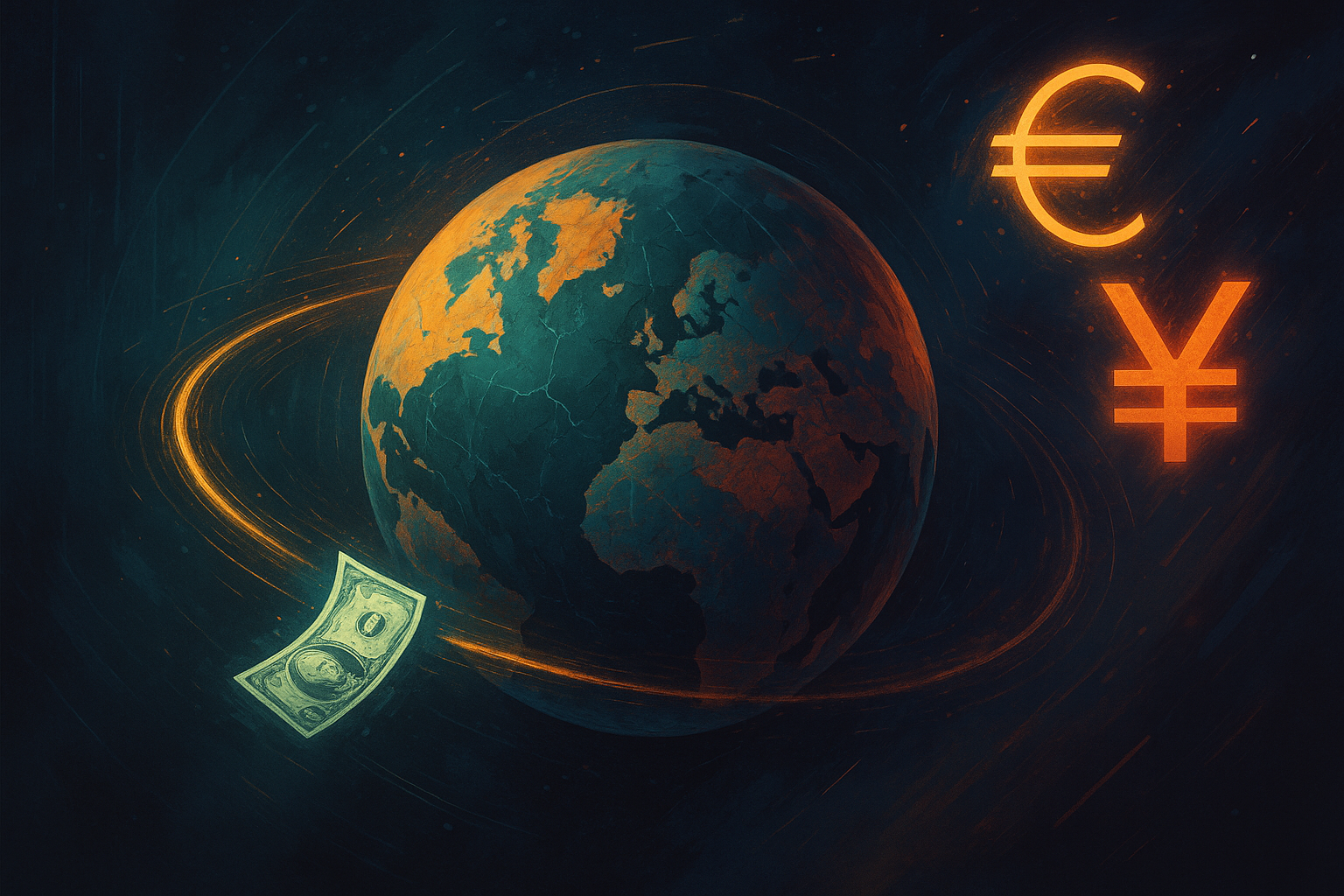 Illustration of USD Note rotating around earth