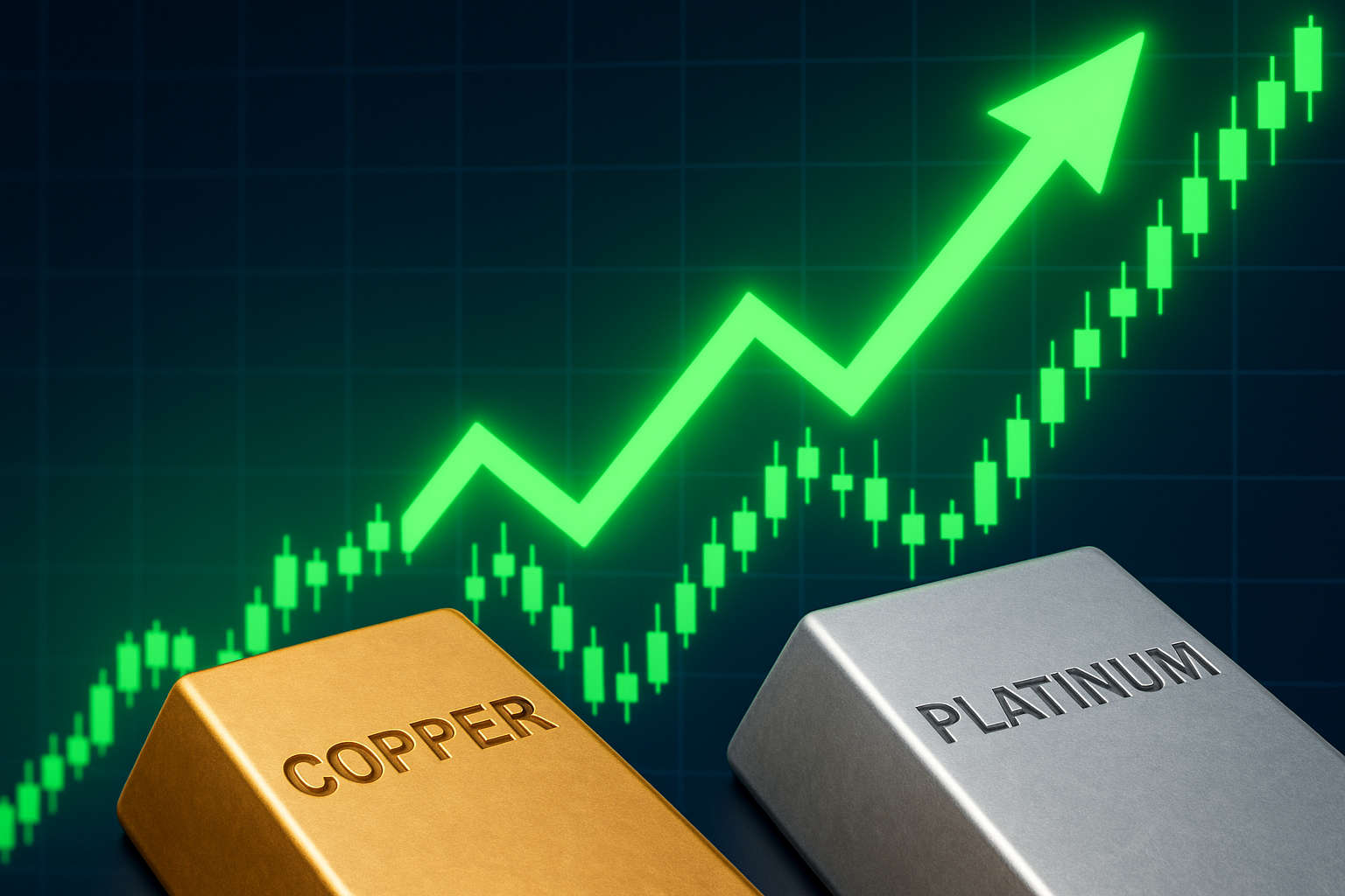 Illustration of Copper and Platinum Prices Going Up