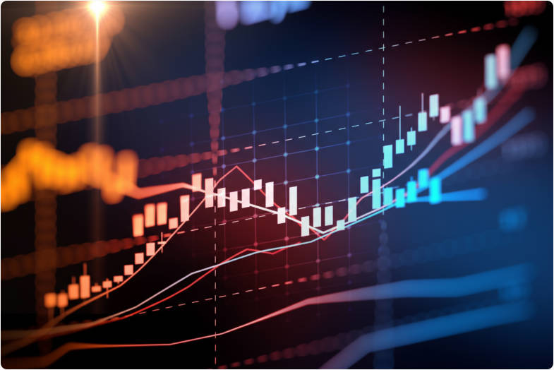 Tech-themed background with financial graph illustration. Tech-themed background with financial graph illustration.