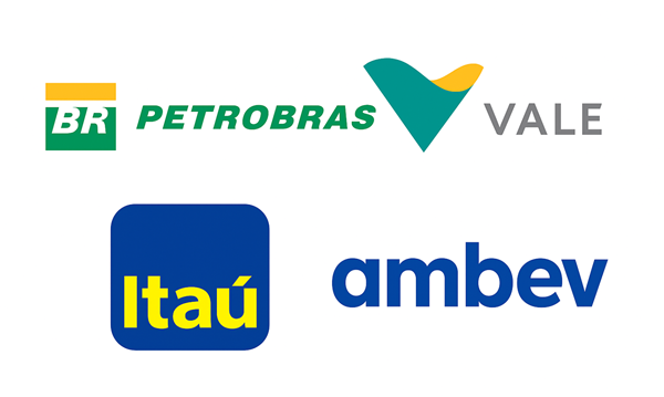Logos de Petrobras, Vale, Itaú y Ambev Logos de Petrobras, Vale, Itaú y Ambev