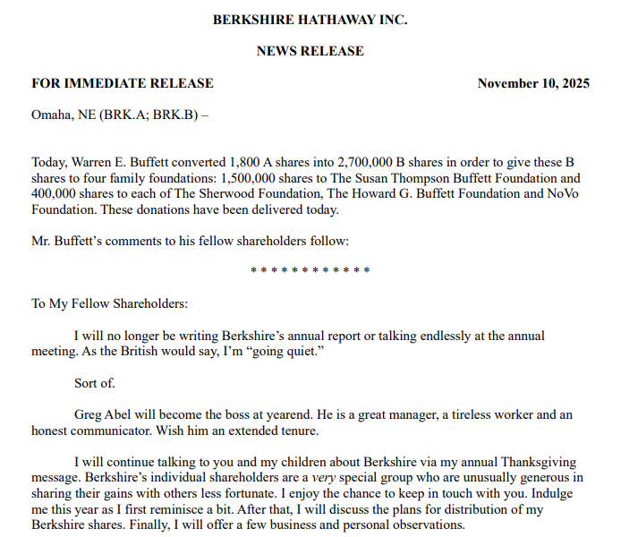 巴菲特官方股东信（节选）