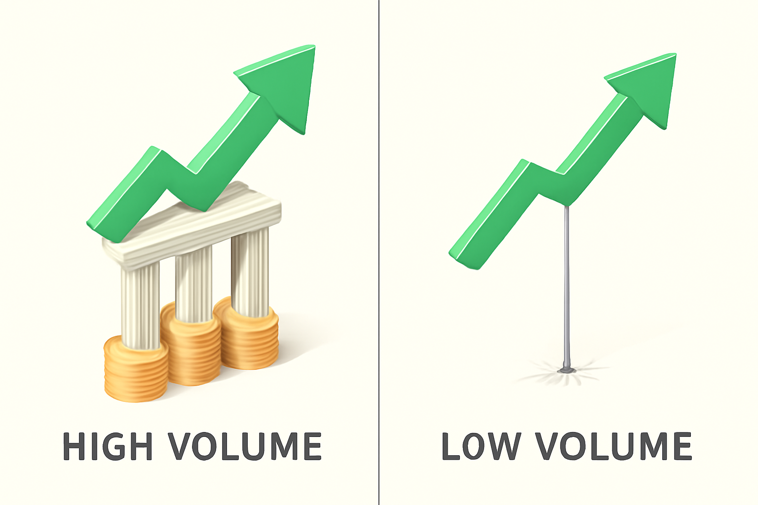 거래량을 동반하는 상승과 거래량 없는 상승
