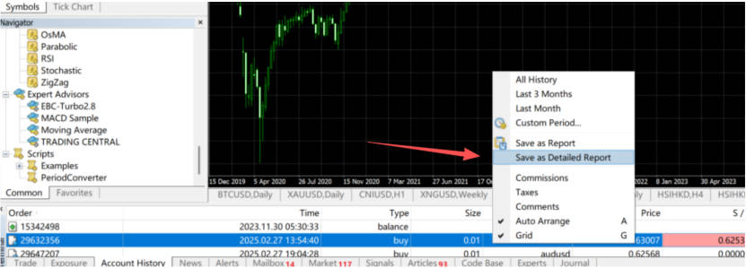 Right-click again to Save as Detailed Account Statement