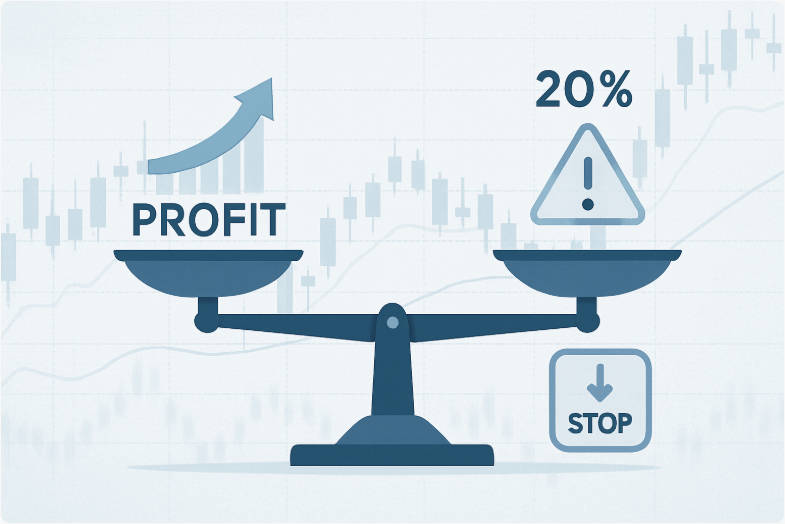 लाभ और जोखिम को संतुलित करने वाला तराजू A scale balancing profit and risk