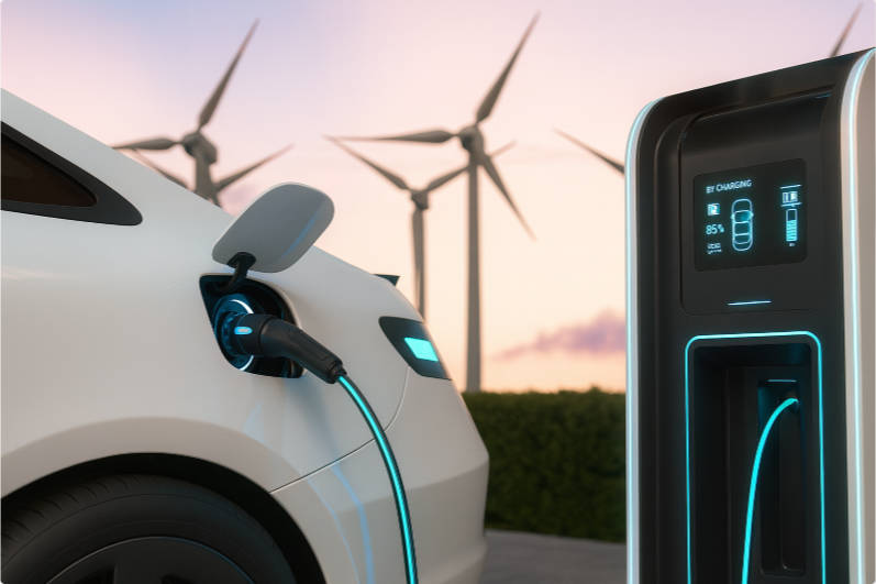 Carros elétricos carregando na estação de carregamento Electric cars Charging at the charging station