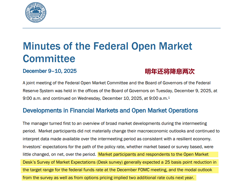 美联储12月会议纪要节选