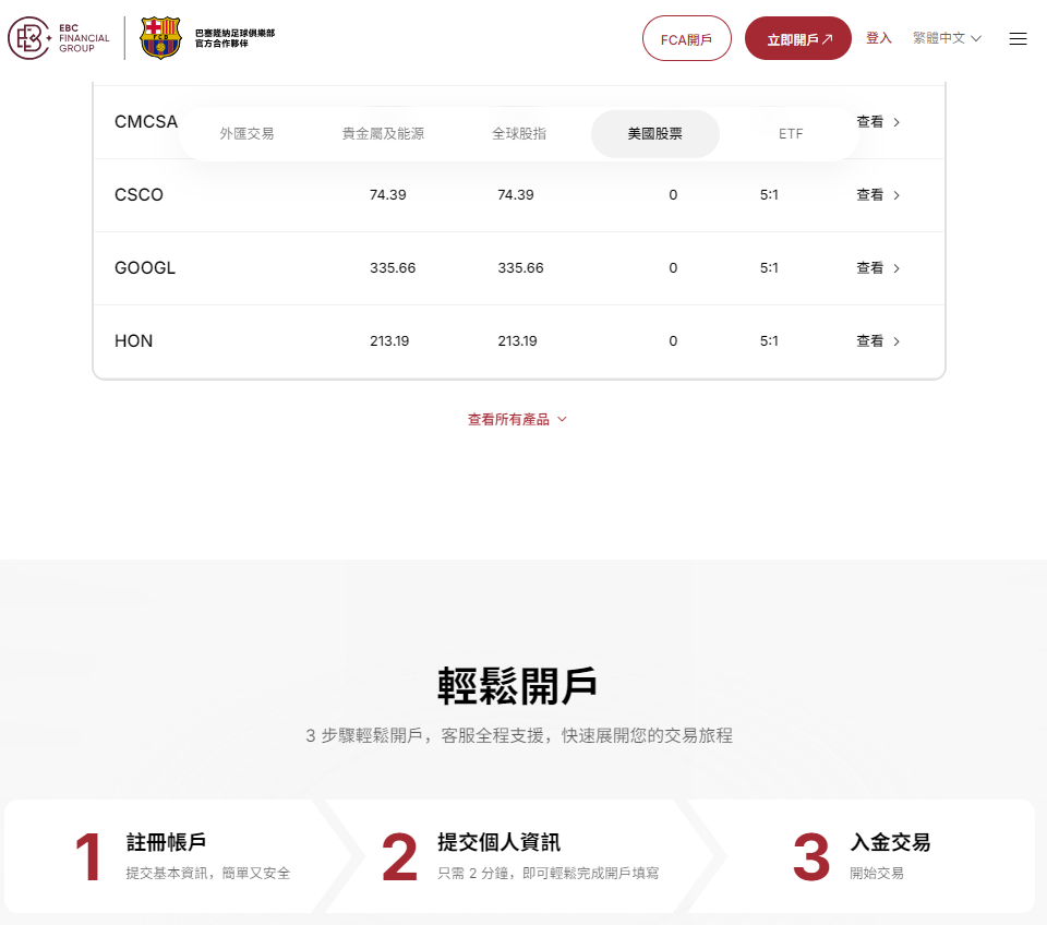 EBC交易平台可開戶交易美股