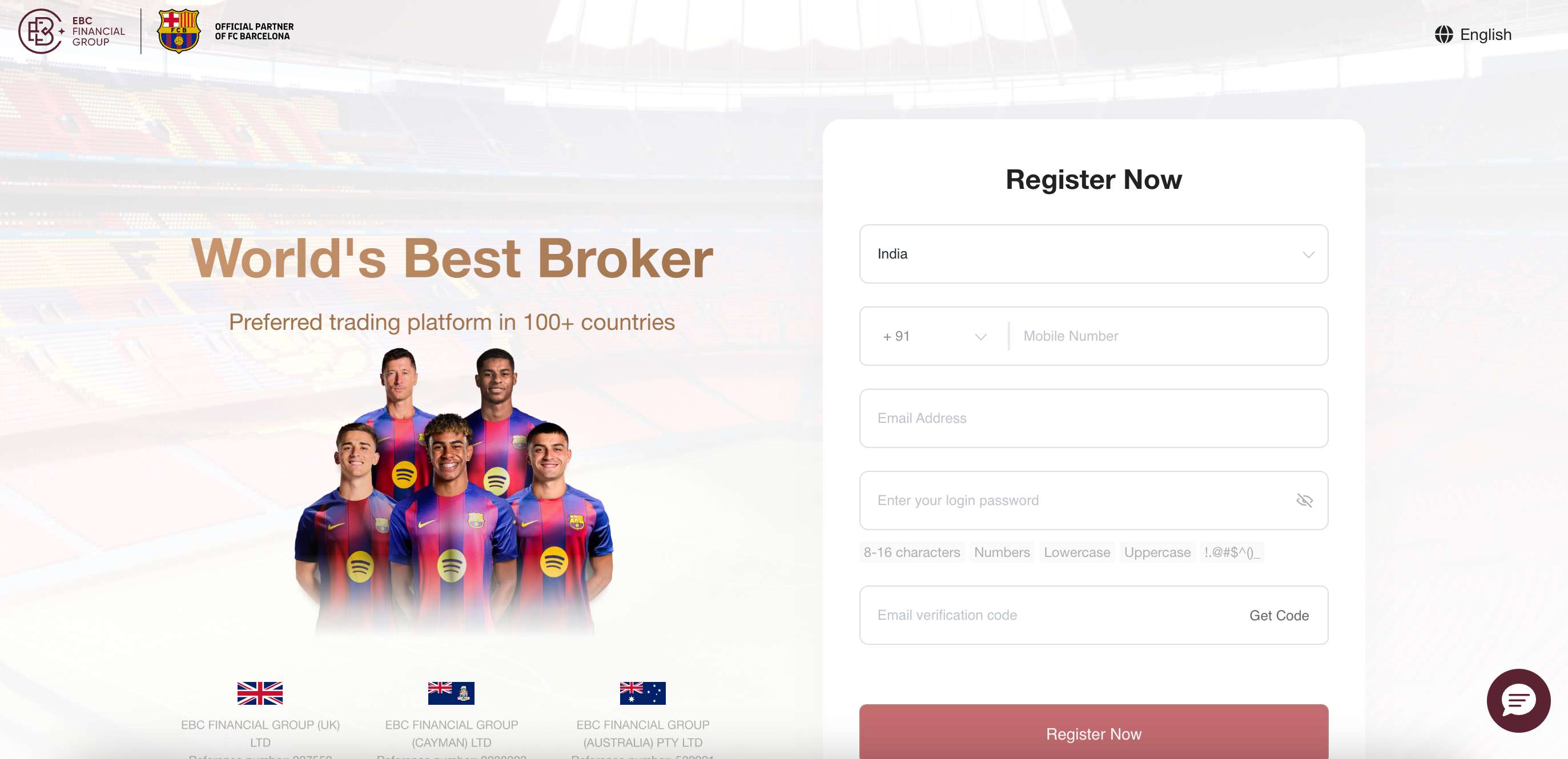 Registration Page India EBC