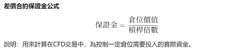 差價合約保證金公式