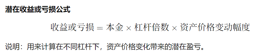 潜在收益或亏损公式